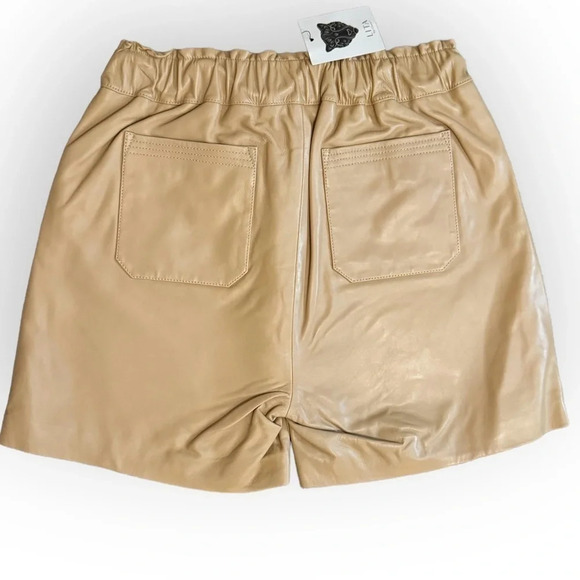 REVOLVE x Lita | Iced Coffee Lambskin Drawstring Shorts (M) - Picture 3 of 5